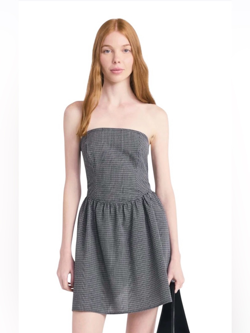 A443 No Boundaries Strapless Gingham Dress in Charcoal NWT MEDIUM
